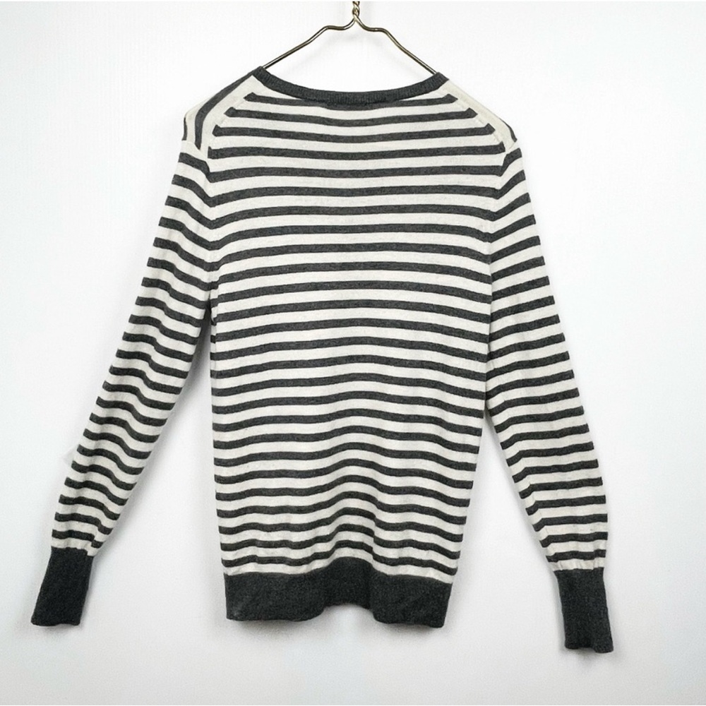 Everlane 100% Cashmere Crew Neck Sweater Grey and Ivory Stripes - Picture 5 of 6